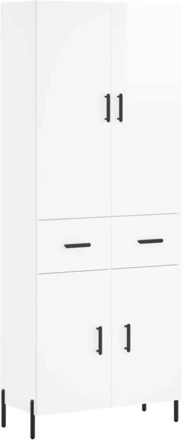 The Living Store Hoge Kast Opbergkast Hoogglans wit 69.5 x 34 x 180 cm