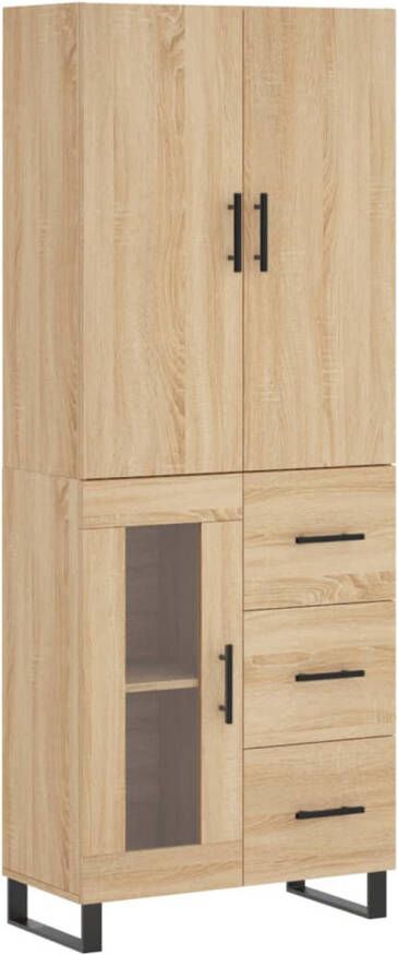 The Living Store Hoge Kast Opbergkast Sonoma Eiken 69.5 x 34 x 180 cm