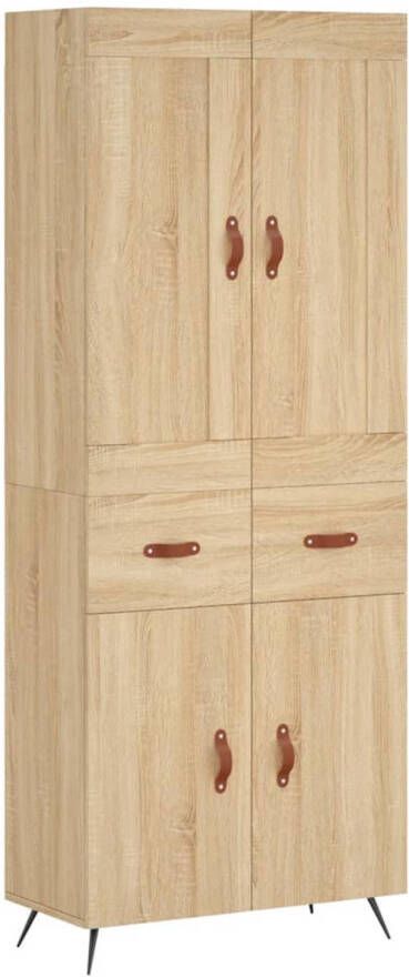 The Living Store Hoge Kast Opbergkast Sonoma Eiken 69.5 x 34 x 180 cm duurzaam materiaal