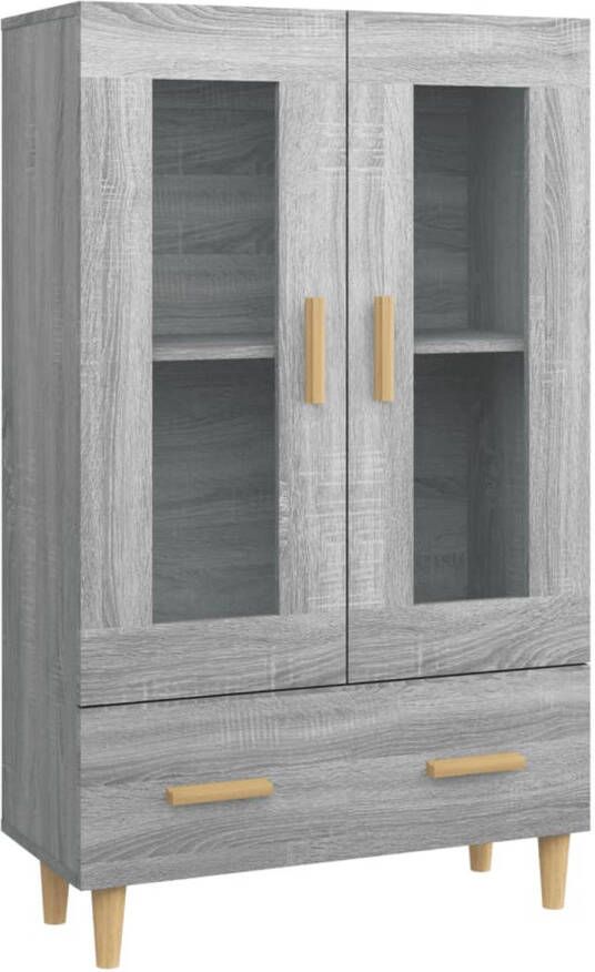 The Living Store Hoge kast Praktische bijzetkast 70 x 31 x 115 cm Bewerkt hout en gehard glas