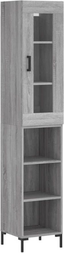 The Living Store Hoge Kast Schappenkast en Opzetkast 34.5 x 34 x 180 cm Grijs Sonoma Eiken