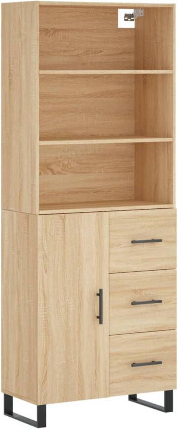 The Living Store Hoge Kast Sonoma Eiken 69.5 x 34 x 180 cm Duurzaam en praktisch