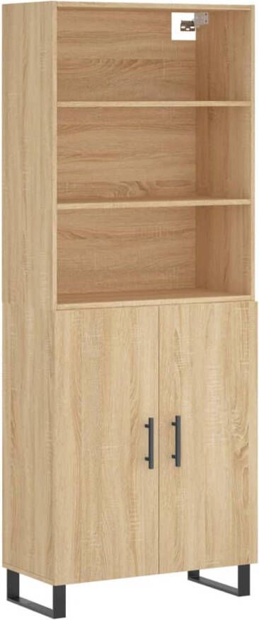 The Living Store Hoge Kast Sonoma Eiken 69.5 x 34 x 180 cm Duurzaam hout en metaal