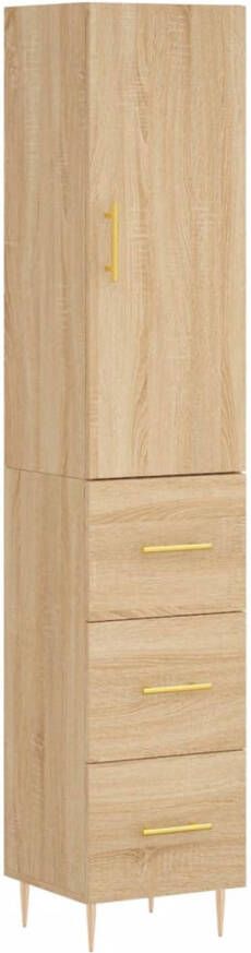 The Living Store Hoge Kast Sonoma Eiken Bewerkt Hout 34.5 x 34 x 180 cm (B x D x H)