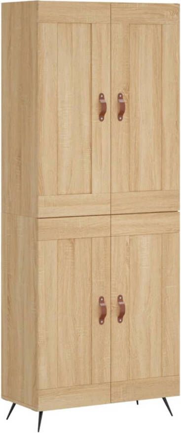 The Living Store Hoge Kast Sonoma Eiken Bewerkt Hout en IJzer 69.5 x 34 x 180 cm