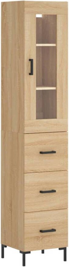 The Living Store Hoge Kast Sonoma Eiken Dressoir- 34.5 x 34 x 90 cm Opzetkast- 34.5 x 34 x 90 cm