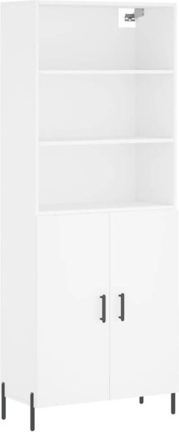 The Living Store Hoge Kast Wit 69.5 x 34 x 180 cm Bewerkt hout metaal