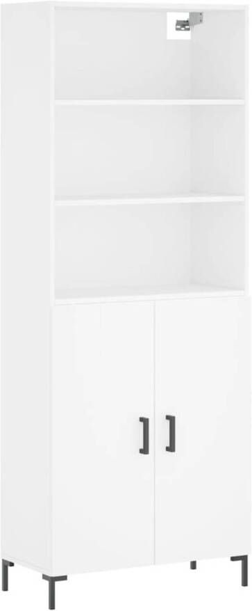 The Living Store Hoge Kast Wit 69.5x34x180 cm Duurzaam bewerkt hout Praktische deuren