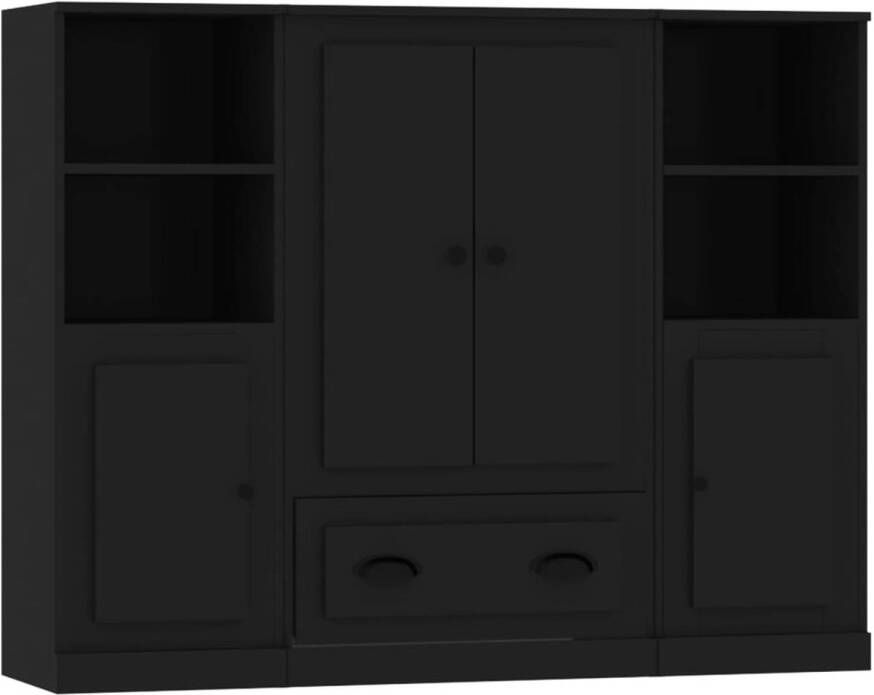 The Living Store Hoge kast Zwart 132 x 35.5 x 103.5 cm Duurzaam hout