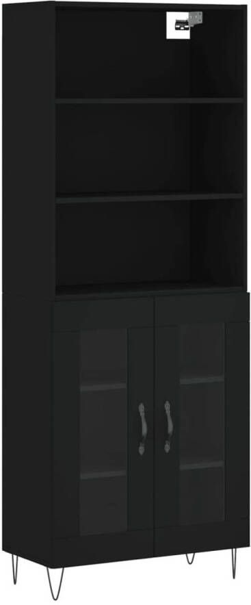 The Living Store Hoge kast zwart 69.5 x 34 x 180 cm Duurzaam bewerkt hout en metaal