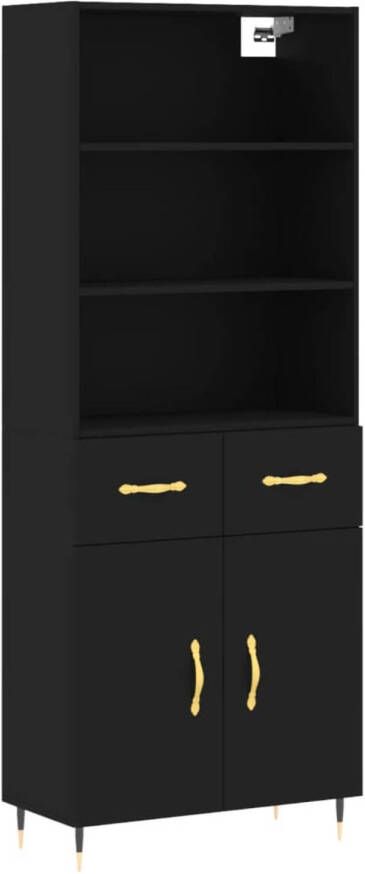 The Living Store Hoge Kast Zwart 69.5 x 34 x 180 cm Duurzaam materiaal