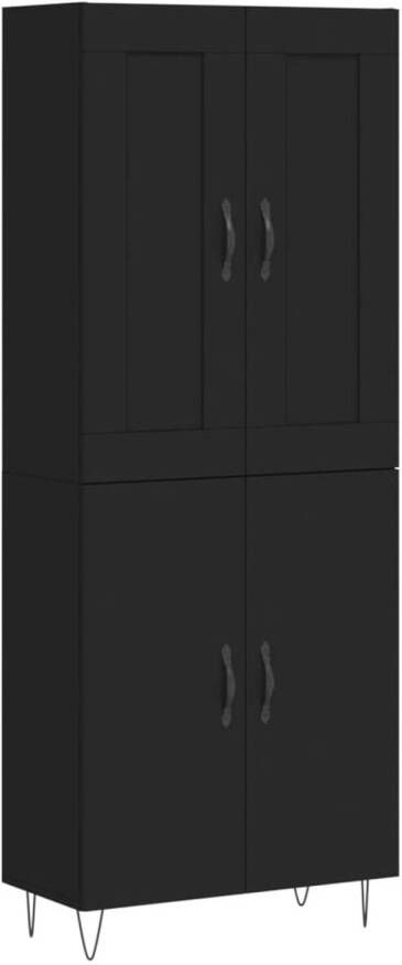 The Living Store Hoge kast zwart 69.5 x 34 x 180 cm duurzaam materiaal