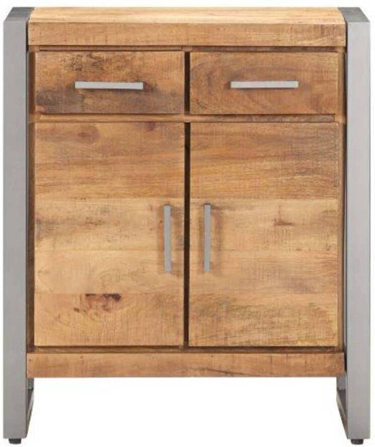 The Living Store Houten Dressoir Bijzetkast 60 x 35 x 72 cm Ruw mangohout en ijzer