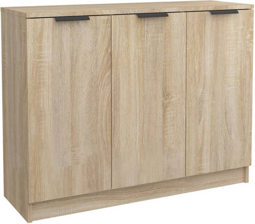 The Living Store Houten dressoir bijzetkast 90.5 x 30 x 70 cm sonoma eiken