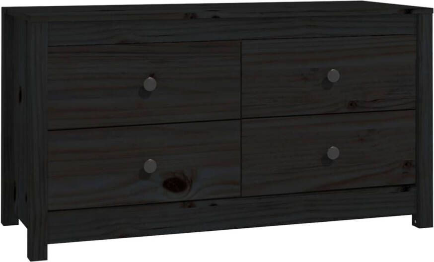 The Living Store Houten Dressoir Massief Grenenhout 100 x 40 x 54 cm Zwart