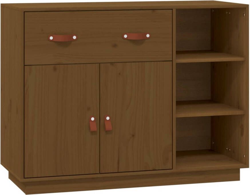 The Living Store Houten Dressoir Massief Grenenhout 98.5 x 40 x 75 cm Honingbruin