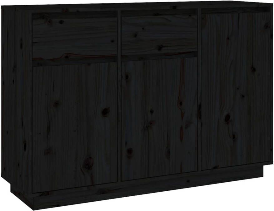 The Living Store Houten Dressoir Zwart 110 x 34 x 75 cm Massief grenenhout