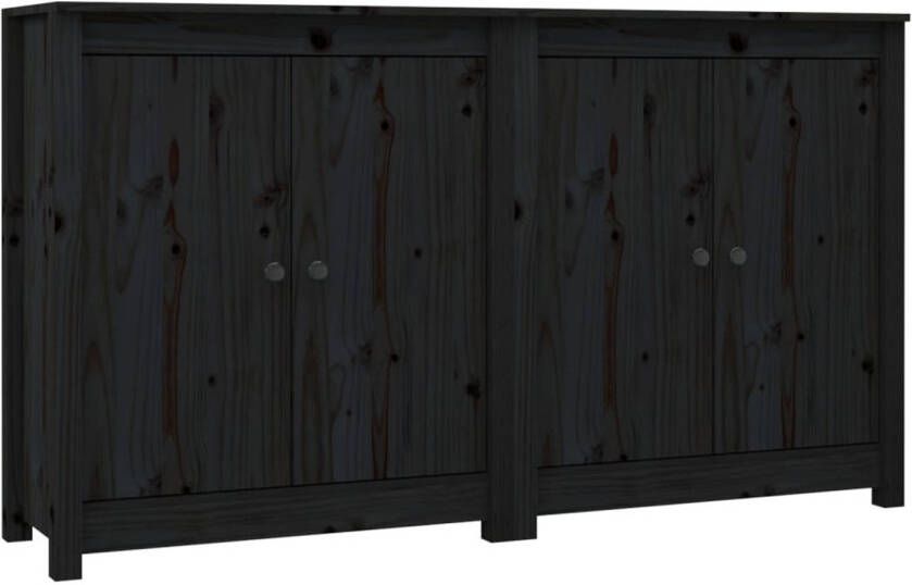 The Living Store Houten Dressoirs Bijzetkast Massief grenenhout 70 x 35 x 80 cm Zwart