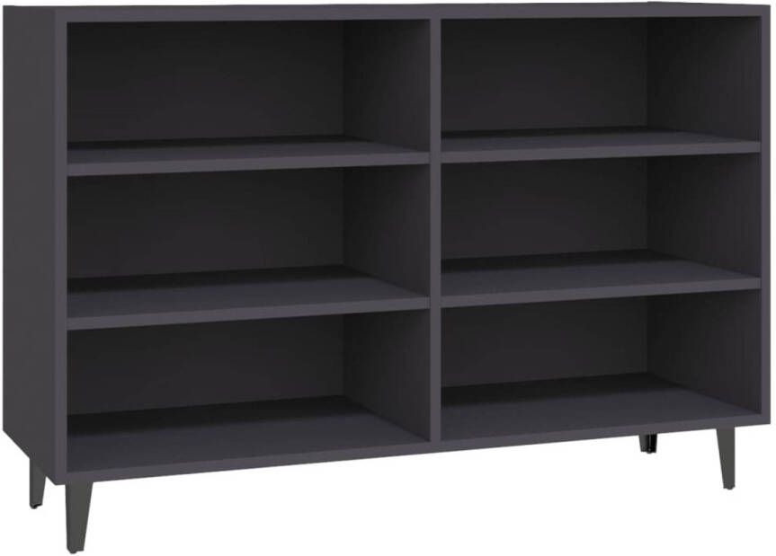 The Living Store Industrieel Dressoir Grijs 103.5 x 35 x 70 cm Met 6 schappen