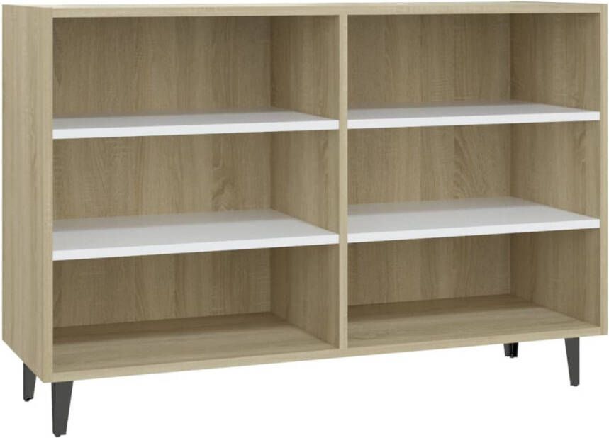 The Living Store Industrieel Dressoir Sonoma Eiken 103.5 x 35 x 70 cm met 6 schappen