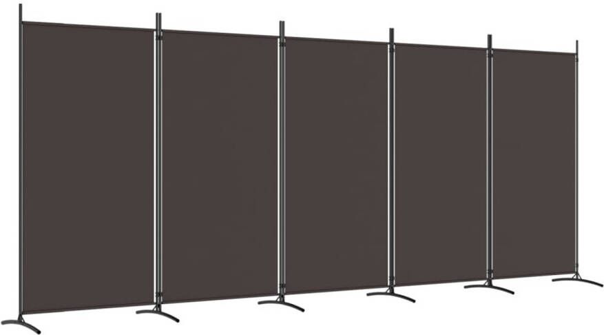 The Living Store Kamerscherm 5 Panelen Bruin 433 x 180 cm Inklapbaar