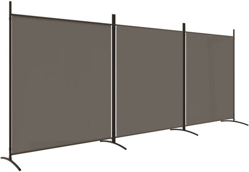 The Living Store Kamerscherm Antraciet 3 panelen 525 x 180 cm Duurzaam stofmateriaal Inklapbaar