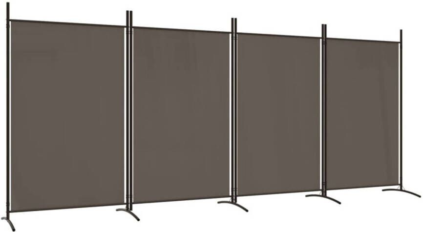 The Living Store kamerscherm Antraciet Vouwbaar 346 x 180 cm (B x H) 4 panelen