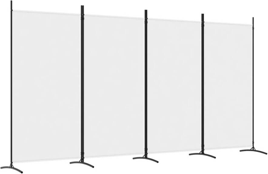 The Living Store Kamerscherm met 4 panelen 346x180 cm stof wit Kamerscherm