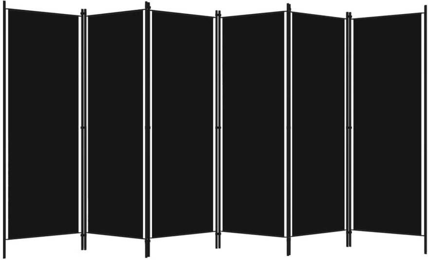 The Living Store Kamerscherm met 6 panelen 300x180 cm zwart Kamerscherm