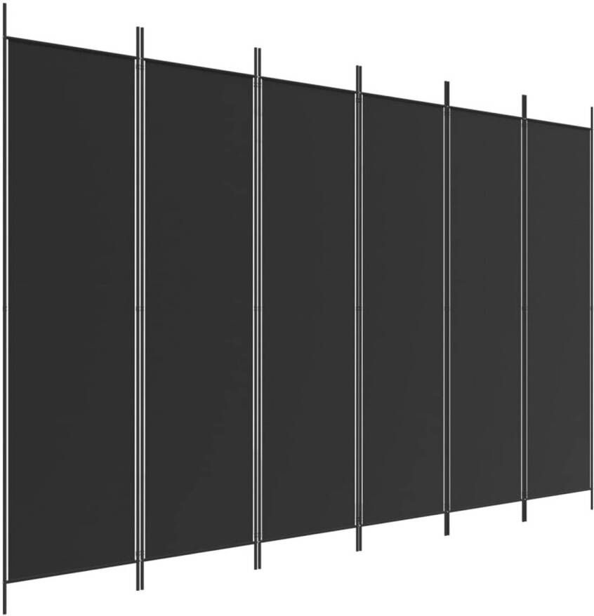 The Living Store Kamerscherm Zwart 6 Panelen 300x200cm Inklapbaar