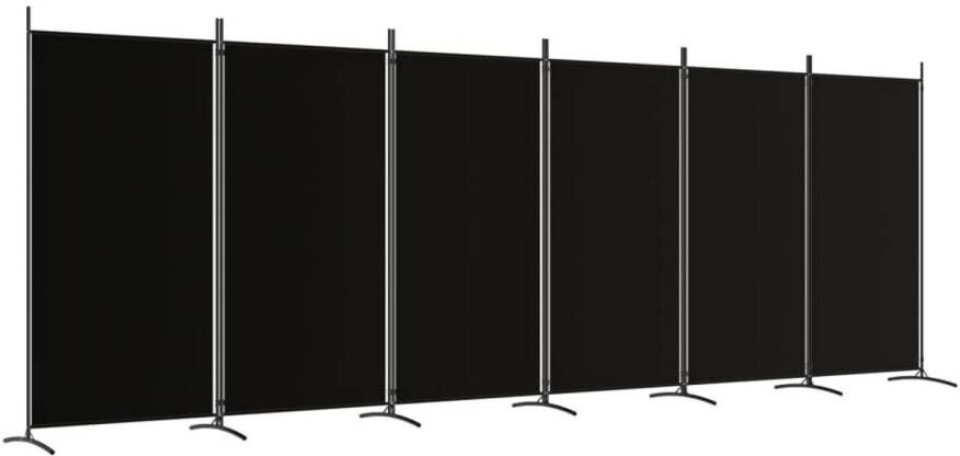 The Living Store Kamerscherm Zwart 6 Panelen 520 x 180 cm Inklapbaar