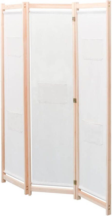 The Living Store Kamerverdeler 3 panels 120 x 170 x 4 cm Crème Houten frame