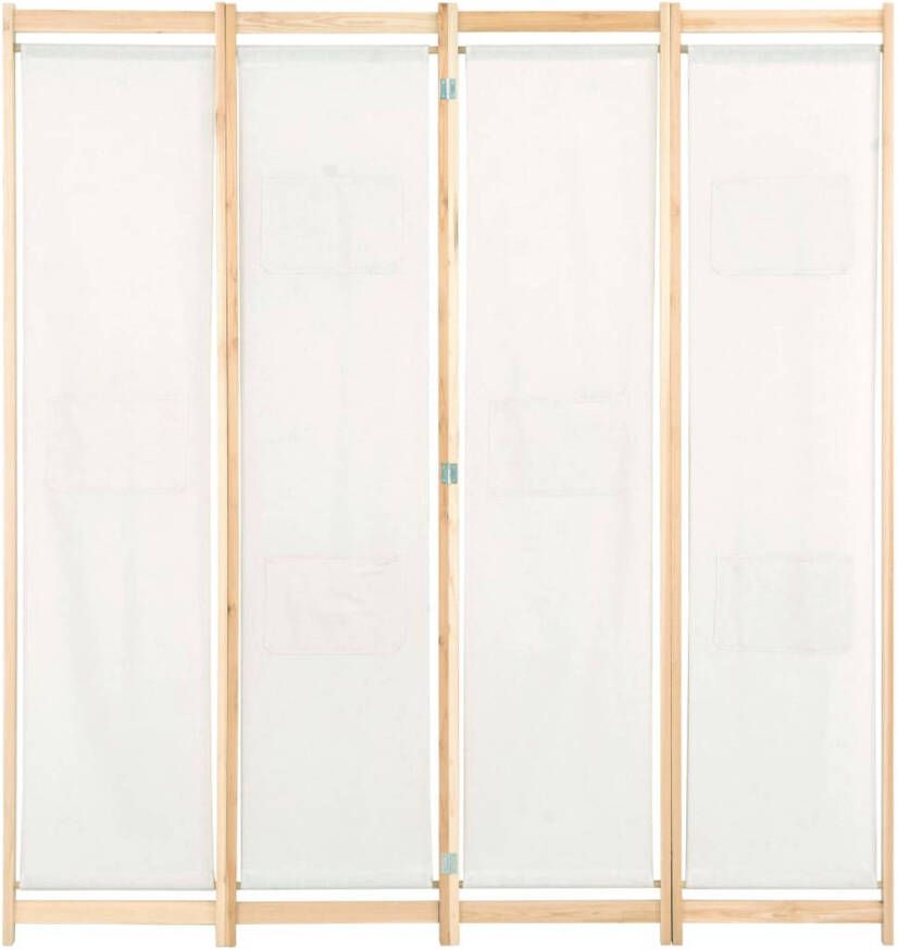 The Living Store Kamerverdeler 4 panelen 160 x 170 x 4 crème stof