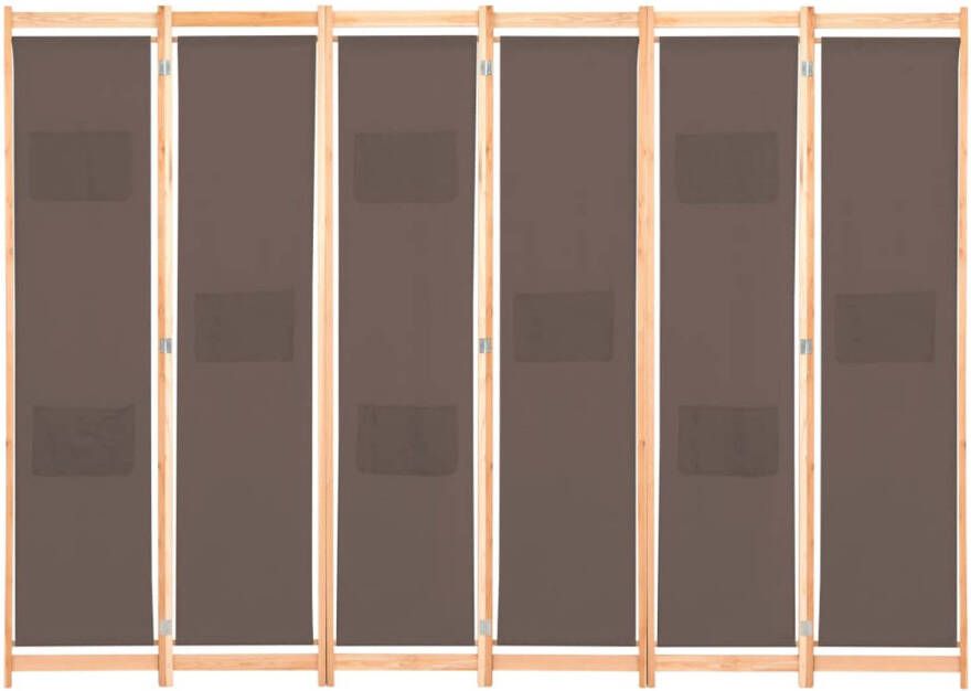 The Living Store Kamerverdeler Panelen 240 x 170 x 4 cm Met 6 panelen Bruin Stof en massief vurenhouten frame