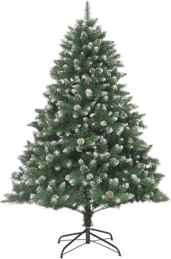 The Living Store Kerstboom Classic 180 cm groen wit PVC scharnierconstructie witte decoratiesneeuw 32