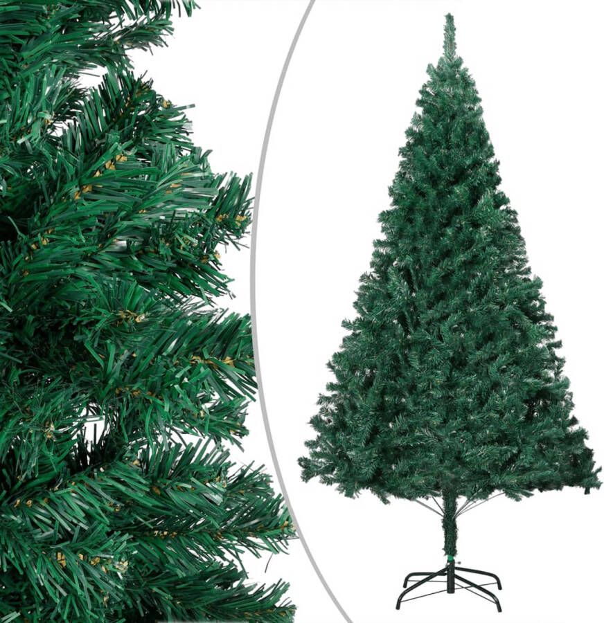 The Living Store Kerstboom Groen PVC 210 cm Met LED-verlichting en kerstballen