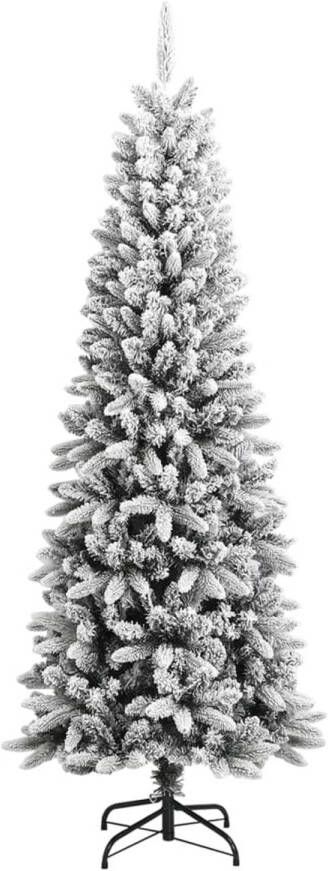 The Living Store Kerstboom Kunst 210 cm wit en groen scharnierende constructie decoratiesneeuw 493 spitse