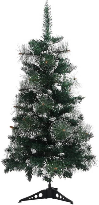 The Living Store Kerstboom Kunststof 90 cm PVC takken Sneeuweffect Stabiele basis Herbruikbaar Groen en wit