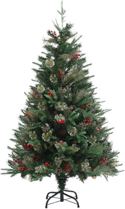 The Living Store Kerstboom met takken 120 cm PVC PE staal groen 238 PVC uiteinden 43 PE uiteinden 15 kleine