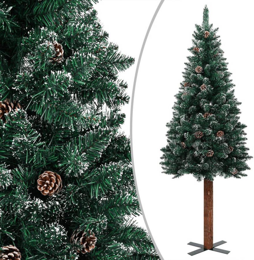 The Living Store Kerstboom Nordmann 210 cm Groen 77 cm PVC massief grenenhout Met LED-verlichting