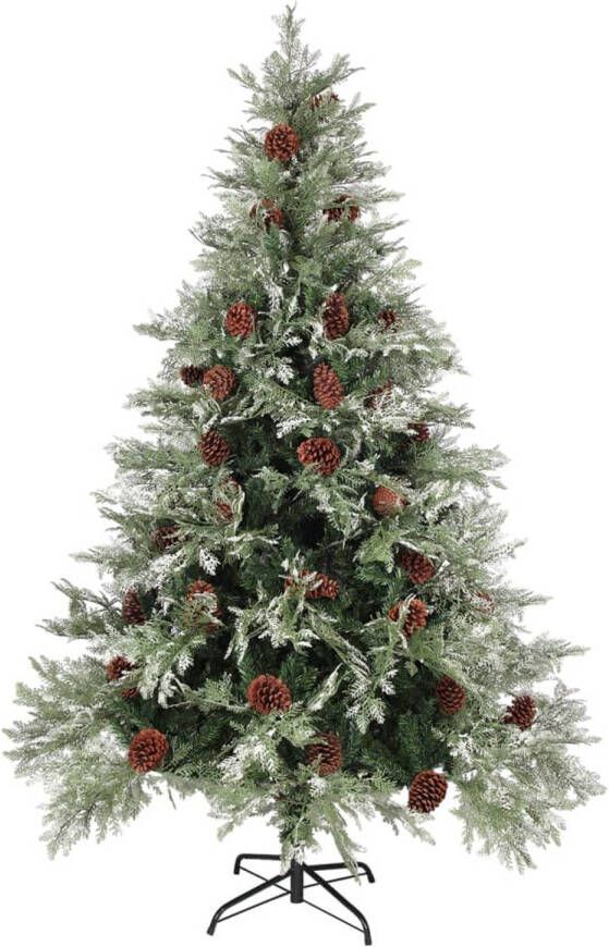 The Living Store Kerstboom PVC en PE takken 150 cm hoog 90 cm diameter Met LED-verlichting Inclusief