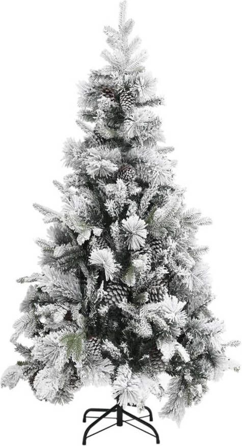 The Living Store Kerstboom Scharnierend Groen Wit 225 cm PVC PE Staal met 1.120 PVC uiteinden 80 PE uiteinden en
