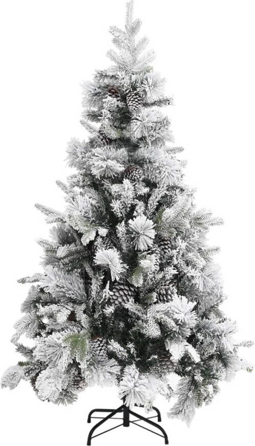 The Living Store Kerstboom Scharnierend PVC PE 195 cm Groen Wit