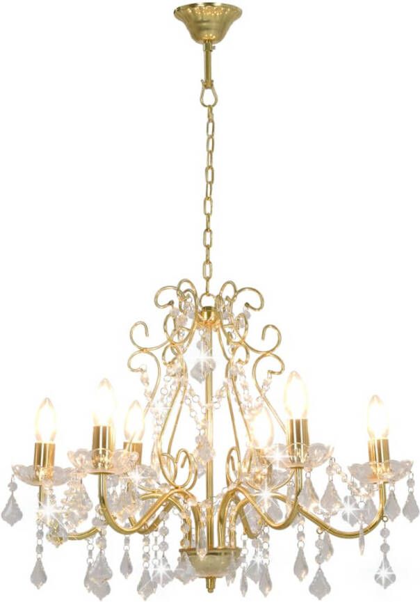 The Living Store Kroonluchter Glamour Hanglamp 60 x 44 cm Goud en Transparant 6 Fittingen