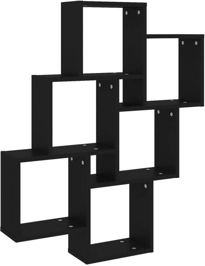 The Living Store Kubus Wandplank 78 x 15 x 93 cm zwart spaanplaat