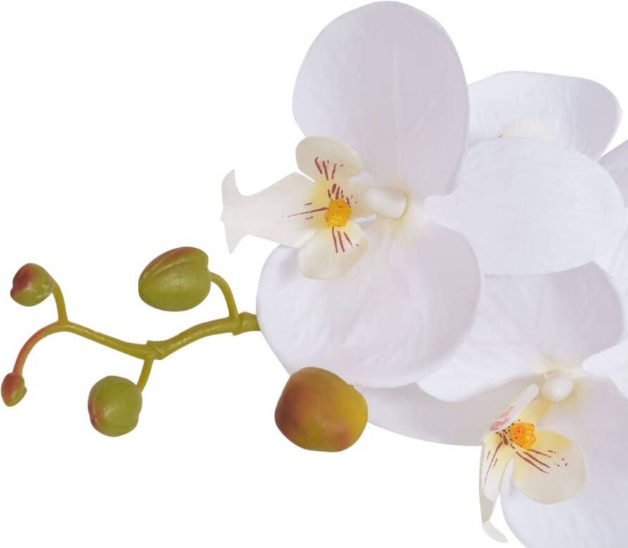 The Living Store Kunst orchidee plant met pot 65 cm wit Kunstplant