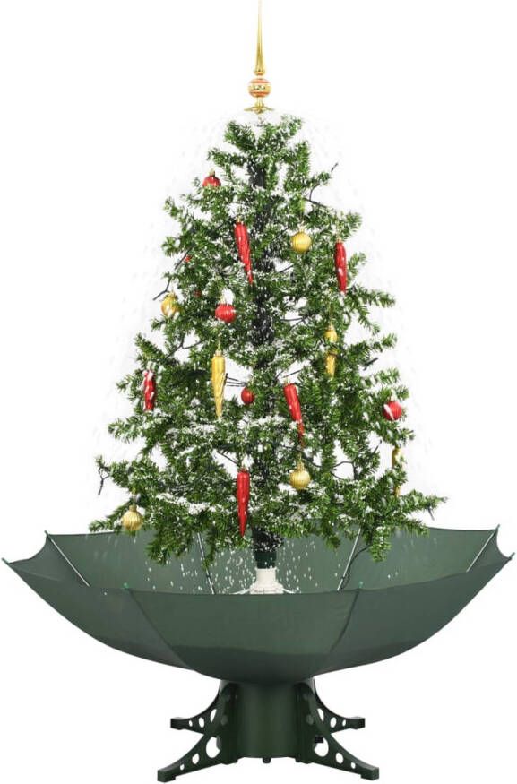 The Living Store Kunstkerstboom 140 cm Sneeuwend Ontwerp Groen PVC Polyester Kunststof LED Warmwit 70