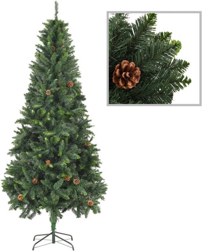 The Living Store Kerstboom Groen 210 cm Levensecht LED Verlicht Inclusief Standaard Decoratie