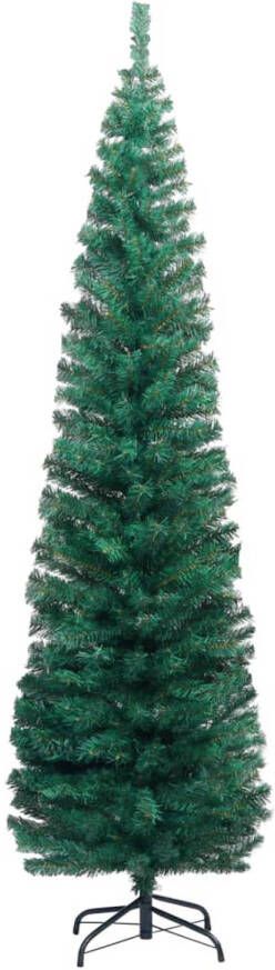 The Living Store Kunstkerstboom Opvallend middelpunt Unieke kerstsfeer PVC Staal 240 cm Groen 486 uiteinden