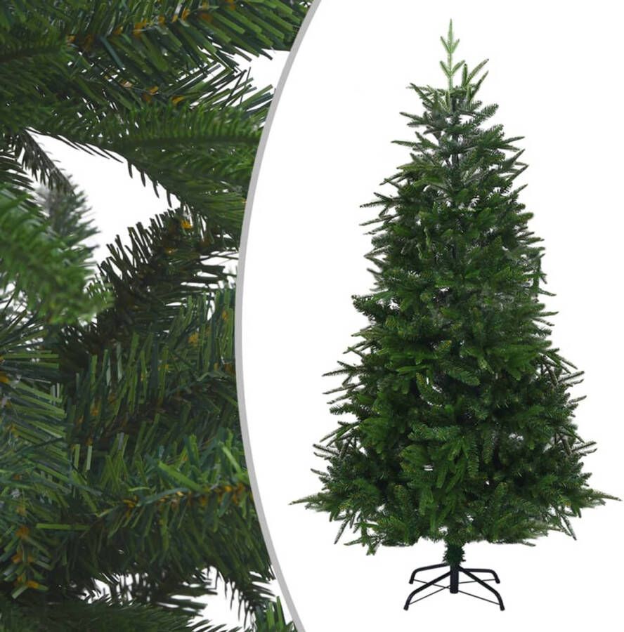 The Living Store Kunstkerstboom 210 cm PVC PE Groen Met LED-verlichting Inclusief standaard en decoraties